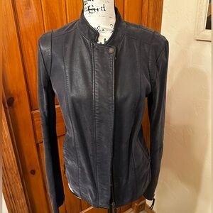 Free people faux leather navy jacket